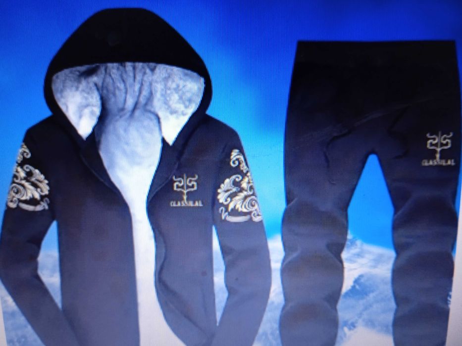 Мужской спортивный флисовый комплект для зимы 2025 года