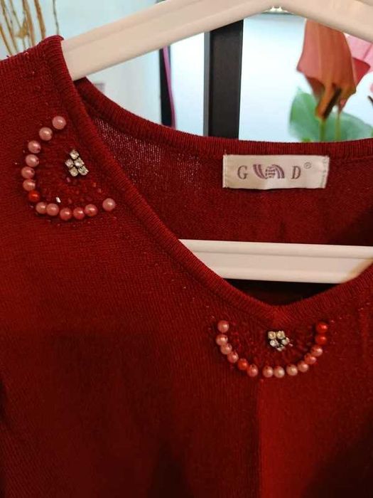 Sweter damski bordowy z dodatkiem kaszmiru | Elegancki i miękki