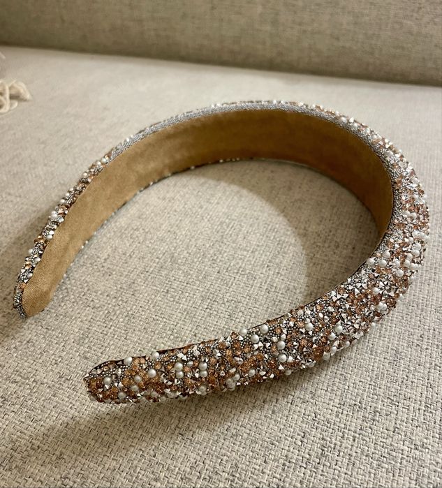 Bandolete com cristais rosa gold e prateados