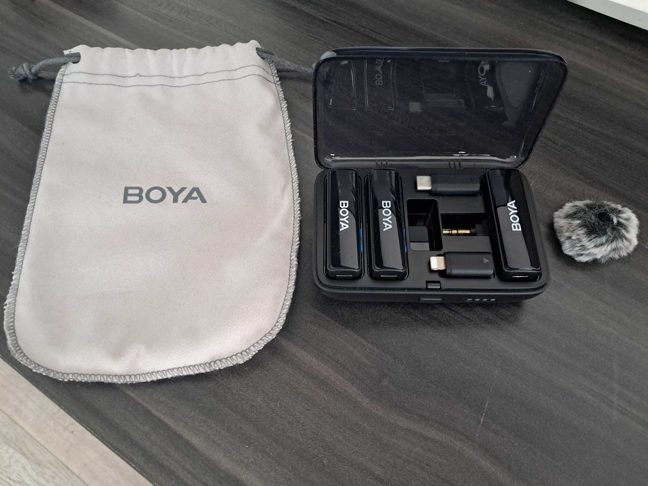 Sprzedam mikrofon BOYA BOYALINK (2.4G All-in-One) — bezprzewodowy zestaw mikrofonow. Cena: 200 zł (kupiłem za 374) Stan nowy, wszystko działa idealnie