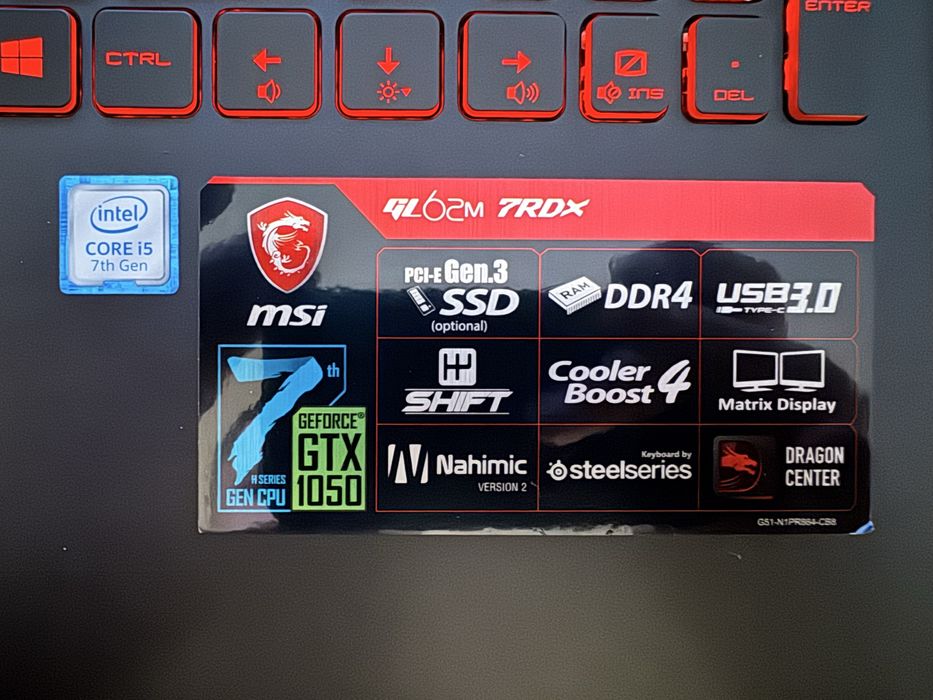 Laptop MSI GL62M 7RDX Gaming/Windows11/SSD/GTX1050-4GB/i5-7th