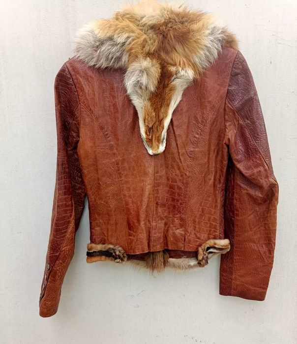 Вінтажна куртка з шкіри ягня з хутром лисиці Sardes leather & fur
