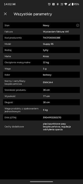 Fotelik rowerowy Kross Gruppy 9-22 kg
