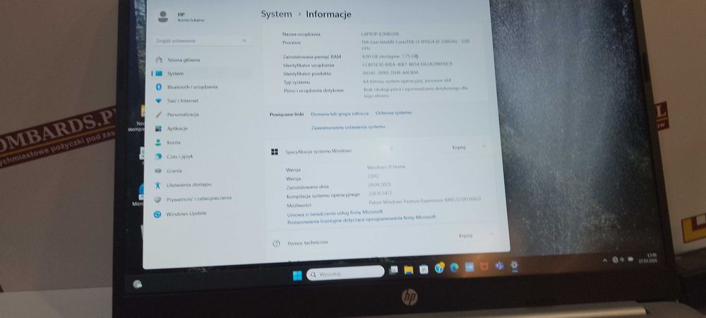 laptop HP 15-dw3123nw