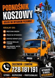 Usługi podnośnikiem koszowym (zwyżką) 22–30 m