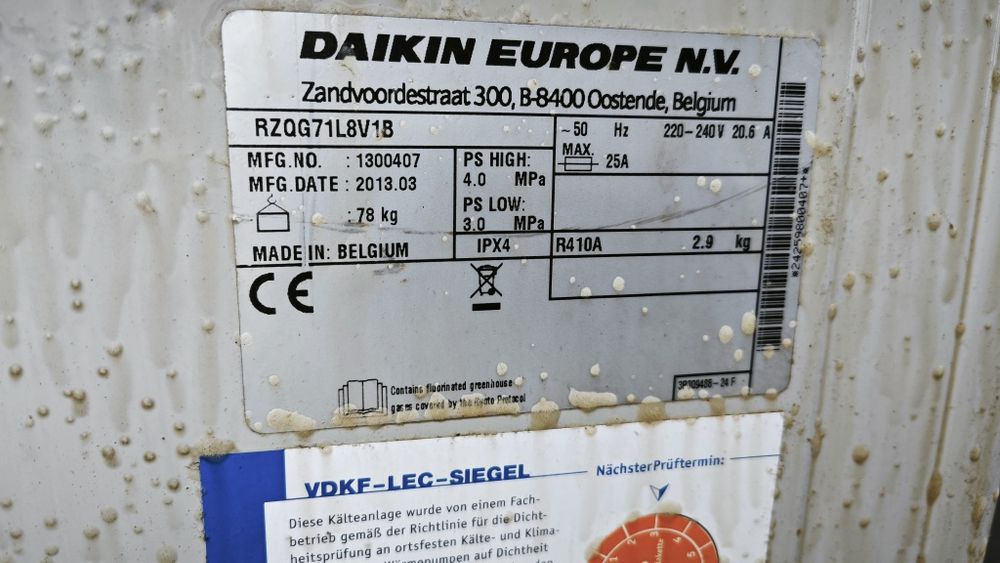 Agregat skraplajacy Daikin RZQG71L8V18