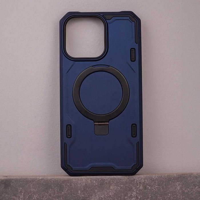 Plecki Etui Pancerne Defender Mag Ring do Apple Iphone 13 granatowe