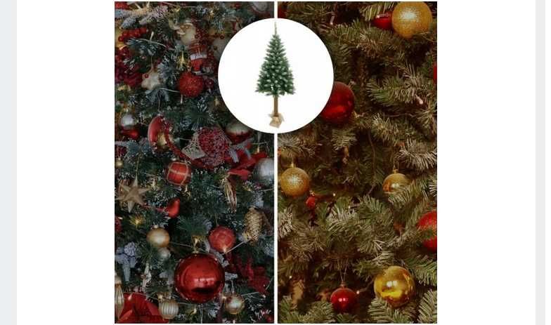 CHOINKA Sztuczna Na Pniu Gęsta Jak Żywa Premium OŚNIEŻONA 180 cm