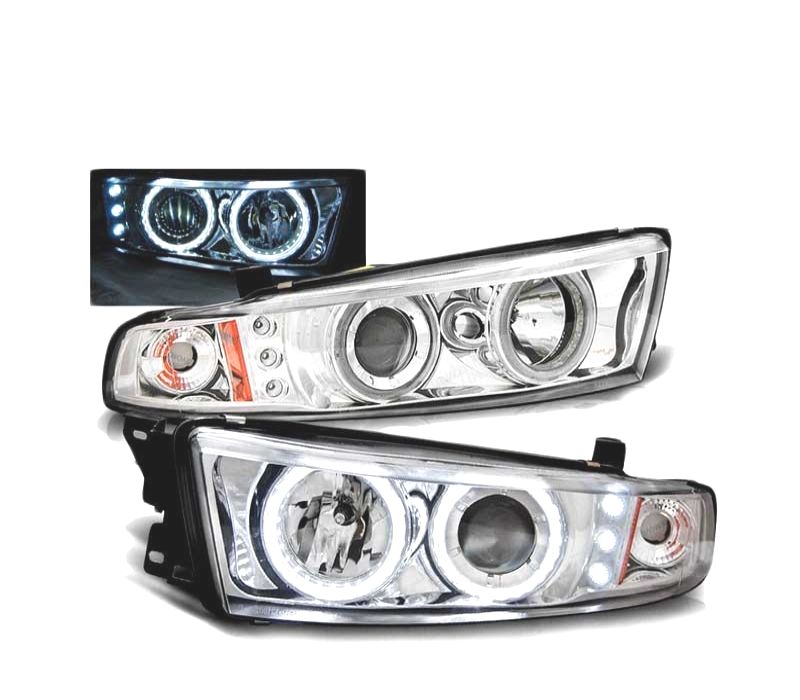 FARÓIS ANGEL EYES CCFL LED MITSUBISHI GALANT 8 EA0 96-06 CHROME CROMADO