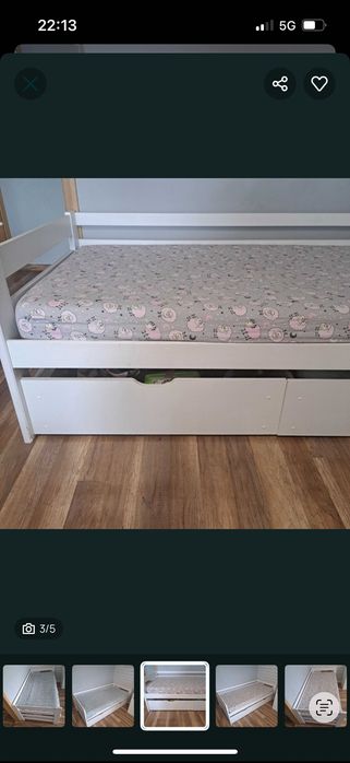 Łóżko dziecięce białe z materacem 90\180