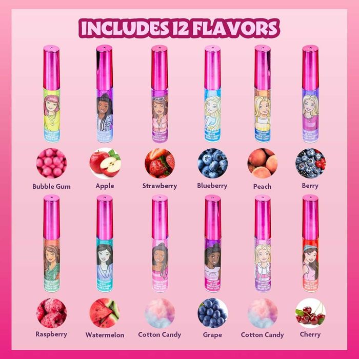 Набір Блисків для губ Barbie Plant Based Lip Gloss 12 шт на рослинній основі