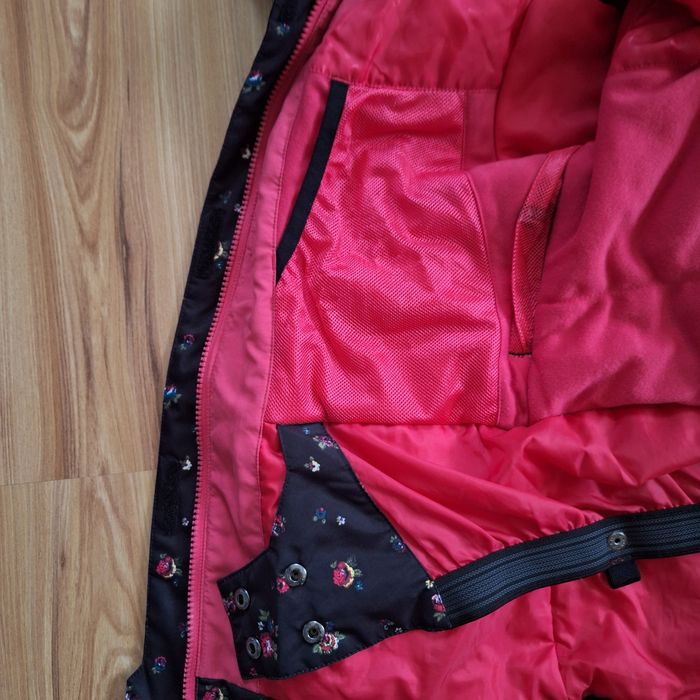 Kurtka narciarska, 8K, czarna w różyczki (Roxy) S