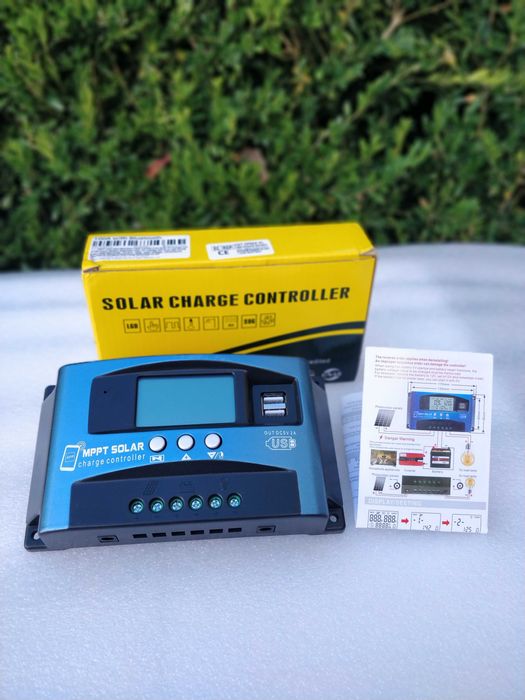 Controlador Carga Solar MPPT 100A Bluetooth + LCD + 2x USB (12V/24V)