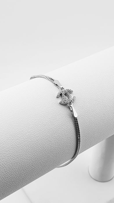 Bransoletka celebrytka srebrna pr.925 wzór cc z cyrkoniami