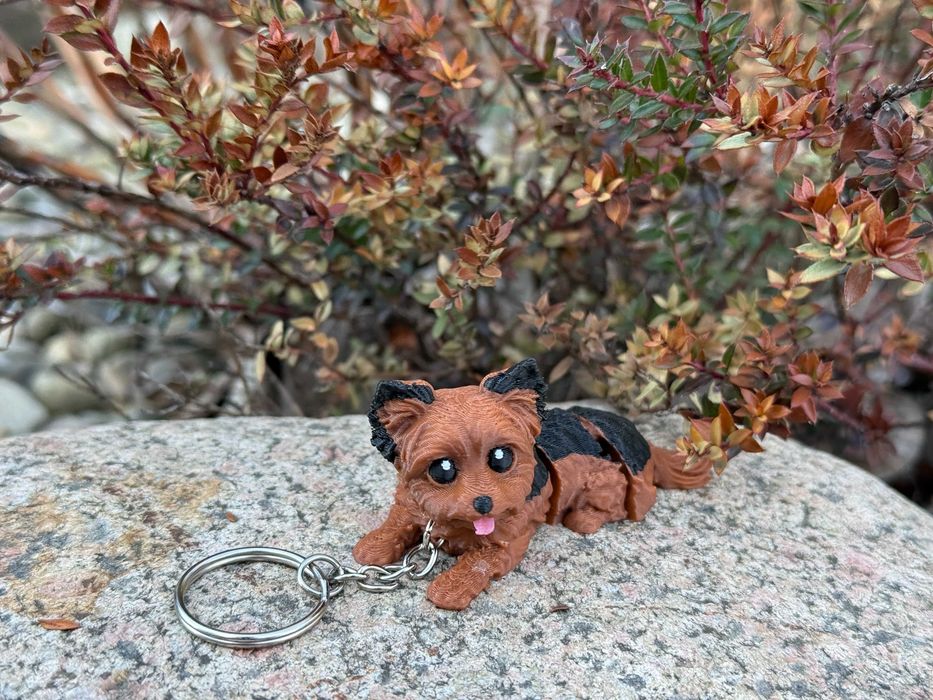 Yorkshire Terrier Piesek 3D – przegubowy brelok, ruchoma figurka