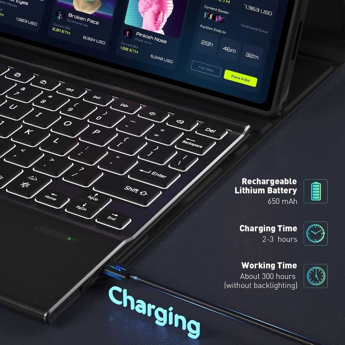 DoohowCase etui klawiatura LED RGB touchpad do Google Pixel 11" 2023