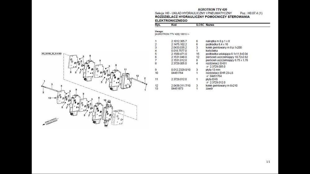 Deutz Fahr Agrotron TTV 420 profesjonalny katalog części po Polsku