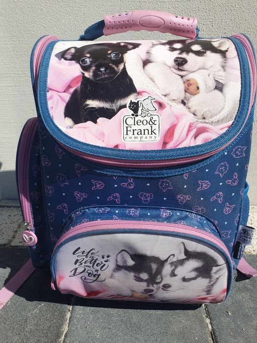 Plecak tornister szkolny w pieski dla dziewczynki