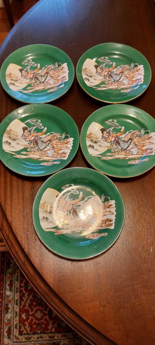 Cknjunto de 5 pratos chineses, Deusa da Lua, grande detalhe