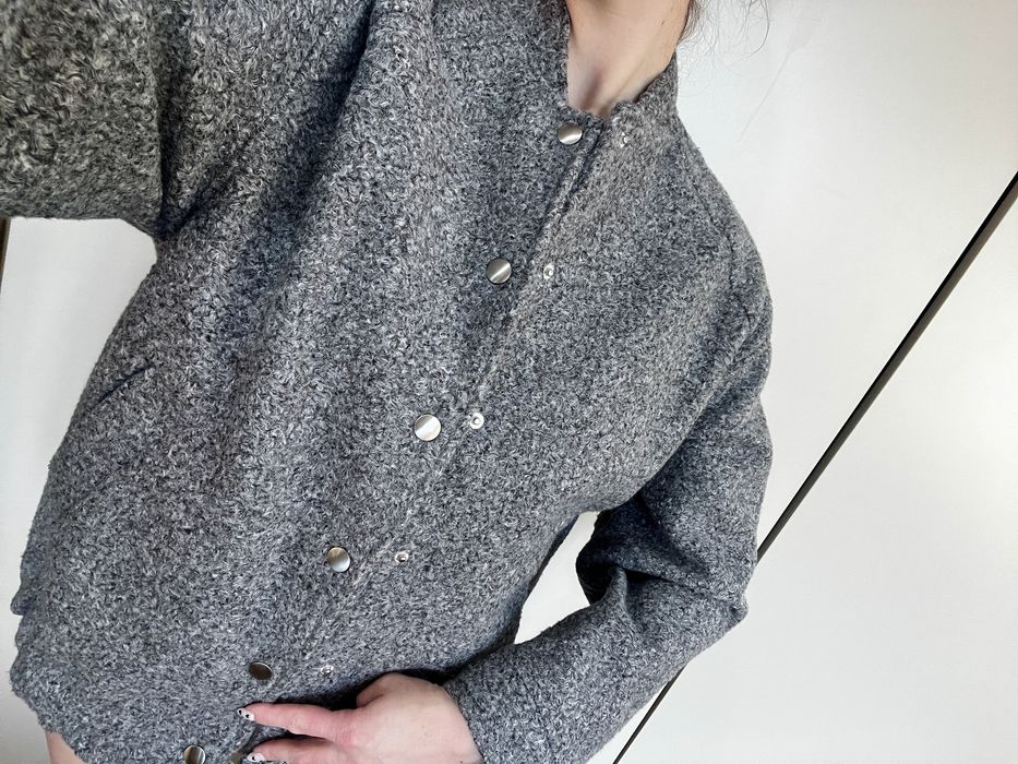 Szara melanżowa kurtka bomber bomberka