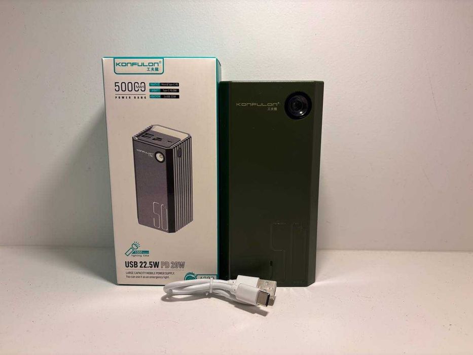 Павербанк, 50 000 mAh, Fast charge 22,5W, PD 20W, ліхтарик, Konfulon