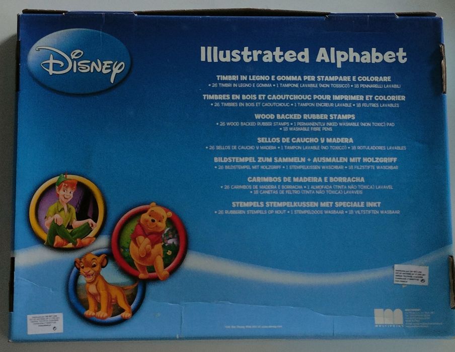 Conjunto de Desenho e Pintura c/ Carimbos em Madeira Alfabeto Disney
