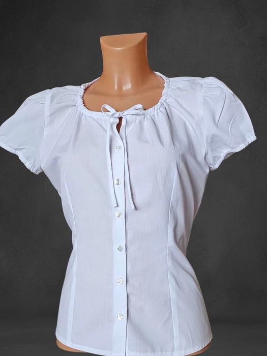 Biała bluzka koszula wiązana lolita cottage coquette y2k dirndl bella