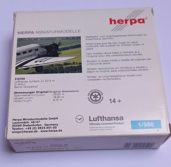 Junkers Ju 52  skala 1:500