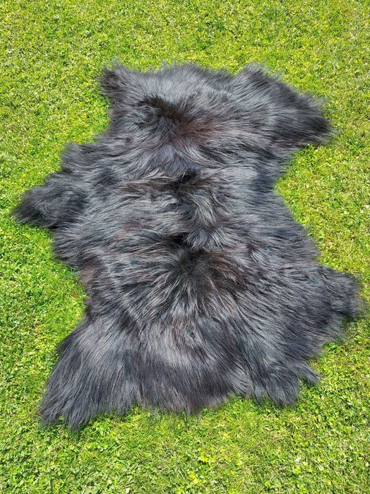 Dywan ze Skóry Na Podłogę Naturalne Czarne Skóry Owcze