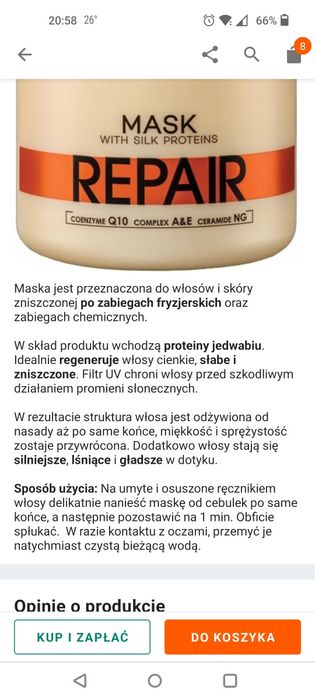 Maska z jedwabiem do włosów