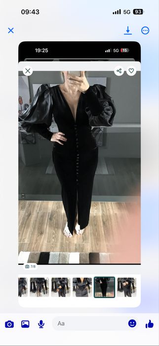 Suknia czarna welur szyfon premium M/L