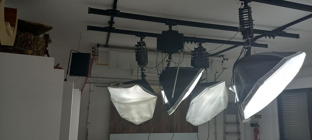 Conjunto completo de iluminação para estudio de fotografia com 4 exten