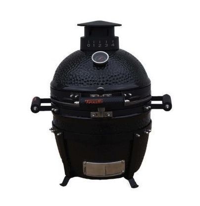 Grill kompaktowy ceramiczny węglowy Fornetto Kamado Lento Czarny 16"