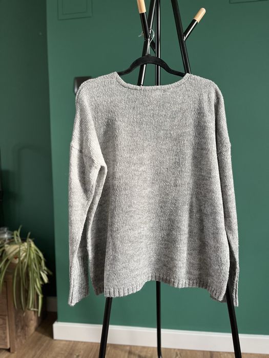 Sweter sweterek szary gray grey amisu wełna wool zima jesień oversize