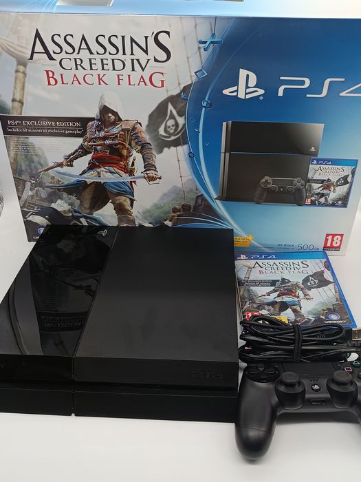 konsola sony playstation 4 500 gb czarny + pad + okablowanie + karton + gra