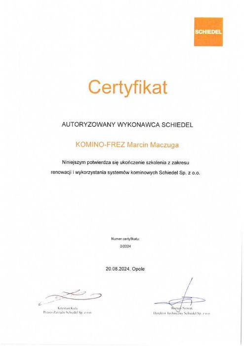 Rozwiercanie frezowanie kominów diamentowo, wkłady kominowe - montaż.