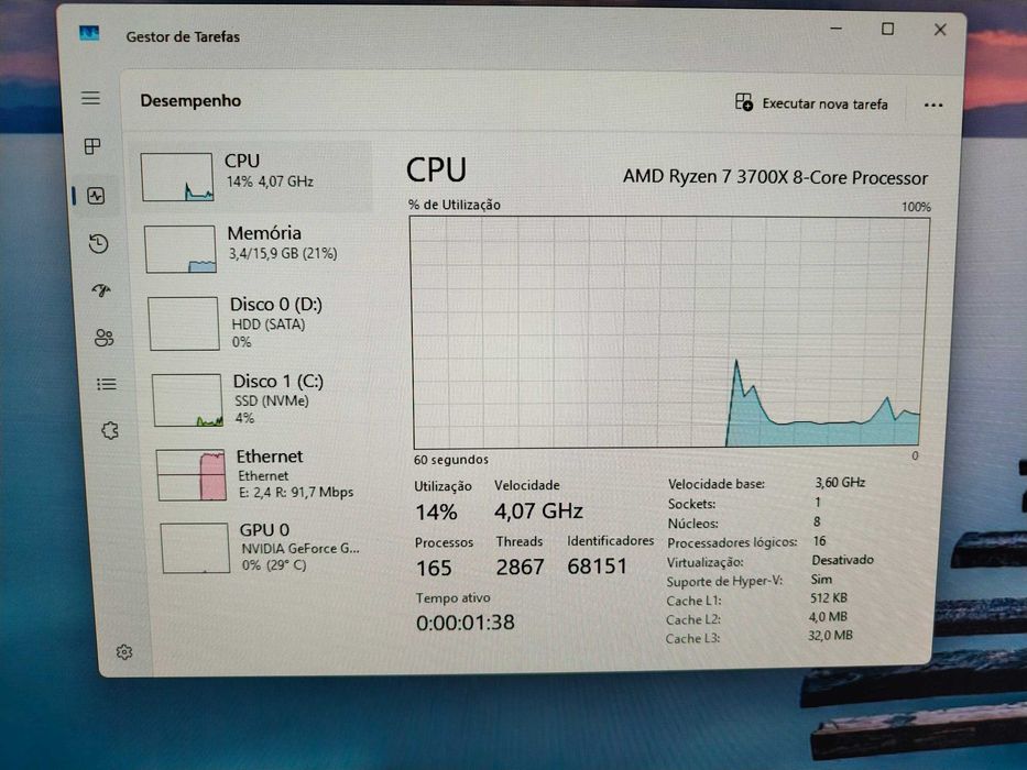 Computador gaming/workstation Ryzen 7 3700x (sem gráfica)