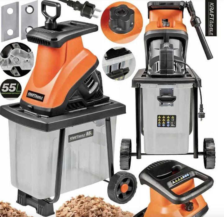 Подрібнювач гілок KRAFT DELE измельчитель веток дробілка електричний