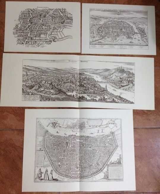 Stare kolekcjonerskie ryciny, mapy, plany miast, obraz, kolekcja 90 sz