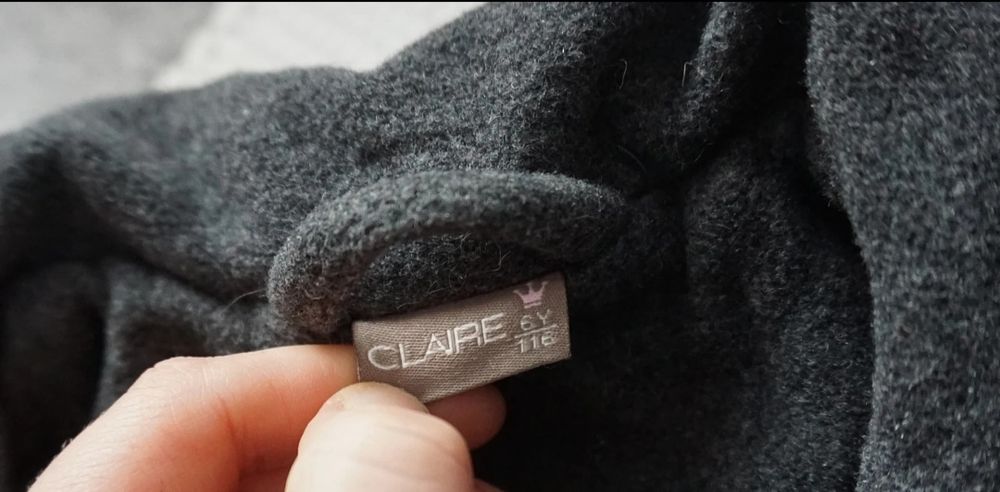 Płaszczyk dziecięcy szary Claire popiel klasyk dziewczynka zima 6 lat