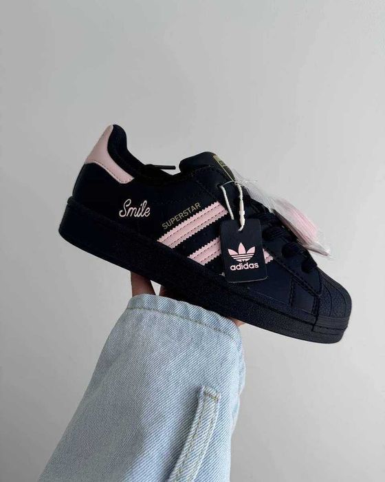 !SALE! Adidas Superstar Smile Black/Pink 36 37 38 39 40 41