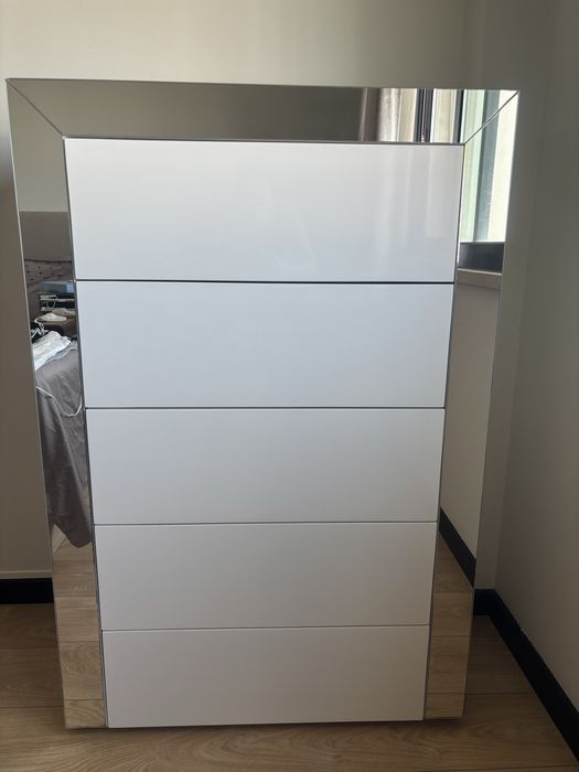 Mobilia quarto - Comoda de quarto de luxo branca e espelhada