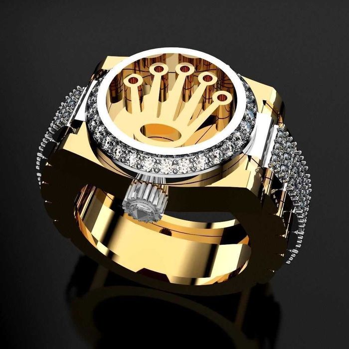 Rolex złoty sygnet zegarek z brylantami VS1 32g próba 585 design
