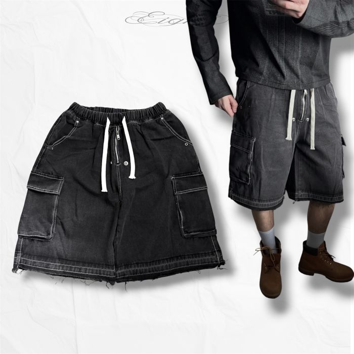 Широкі Шорти Opium Style Baggy Shorts Black Washed Avangarde Rick Owens Style Джинсові Варені Шорти Оверсайз