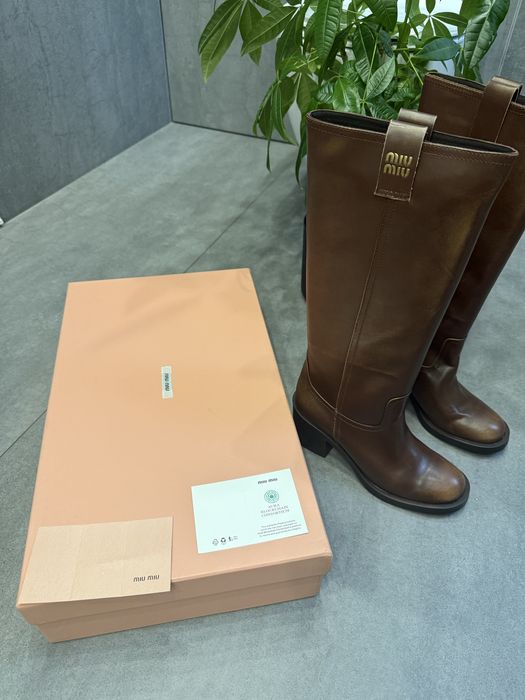 Kozaki Miu Miu brązowe