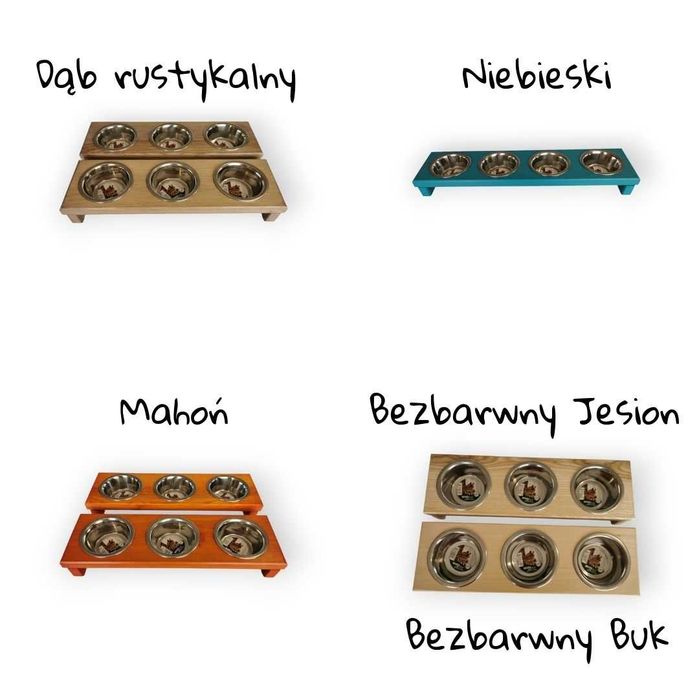 Stojak na miski dla psa lub kota 4 x 0,22l