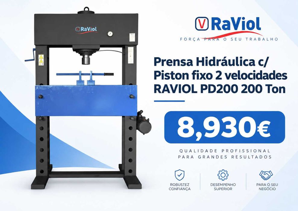 Prensa Hidráulica c/ Piston fixo 2 vel. RAVIOL 200 Toneladas LL29