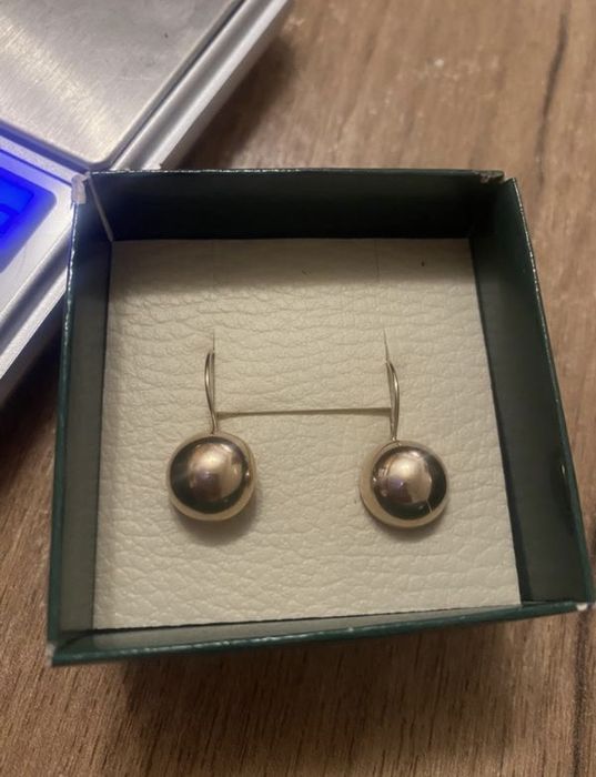 Серьги 585 проба полусферы золото