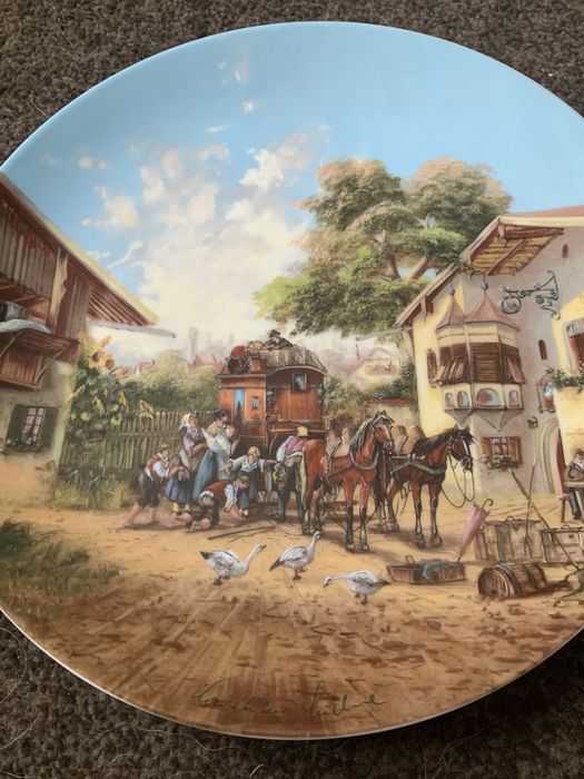 Talerz porcelanowy kolekcjonerski dyliżans srara porcelana