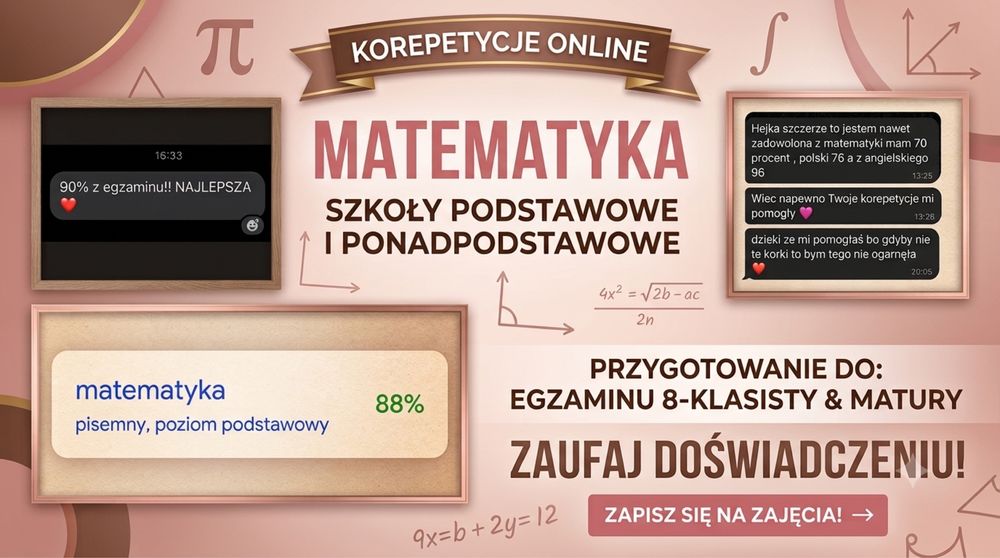 Korepetycje Matematyka Szkoła Podstawowa i Ponadpodstawowa Matura Egzamin 8 klasisty